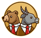 RBIC logo: a bear and a bull in suits